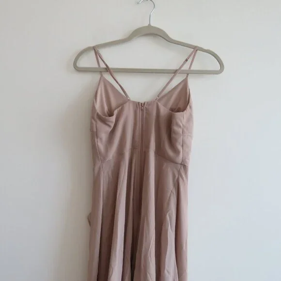 BIRDY GREY Taupe Ruffle Chiffon Maxi Bridesmaid Dress Wedding Neutral - Size XS - Picture 2 of 16